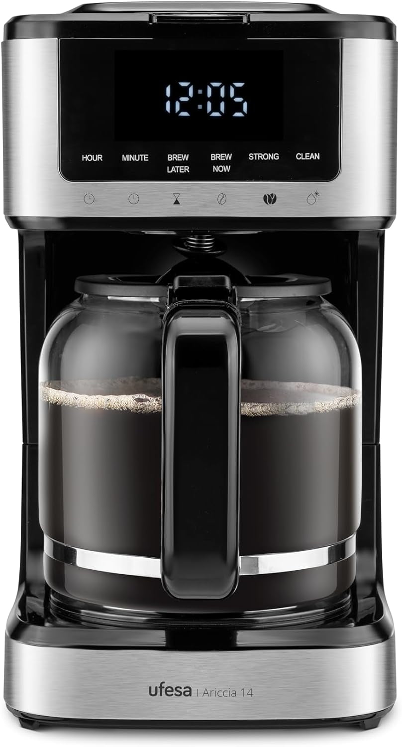 Ufesa CG7114 Capriccio ekspres do kawy przelewowy, 6 filiżanek, 600W, karafka 0,6L, system zapobiegający kapaniu, automatyczne wyłączanie, niebieski