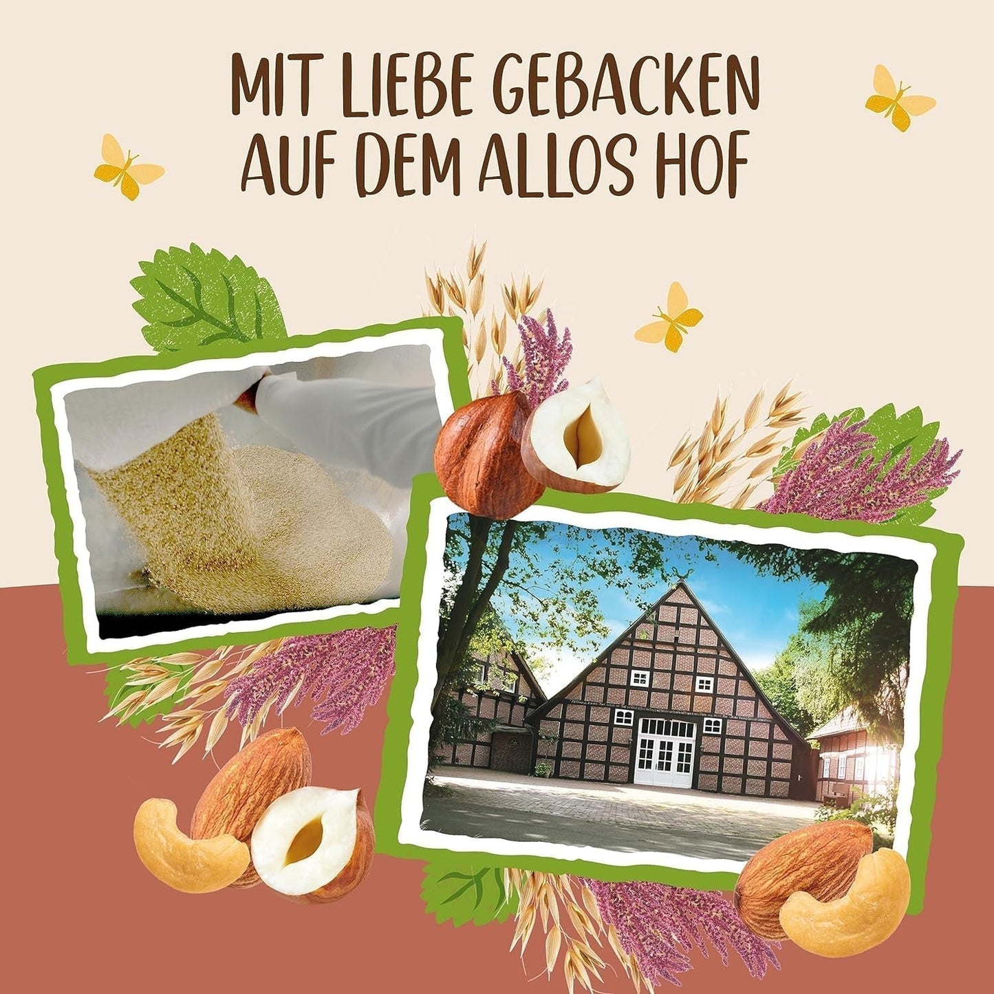 ALLOS Amarantowy Chrupiący Nobleuss | Organiczne musli orzechowe płatki owsiane dla małego sklepu Cereal Naty