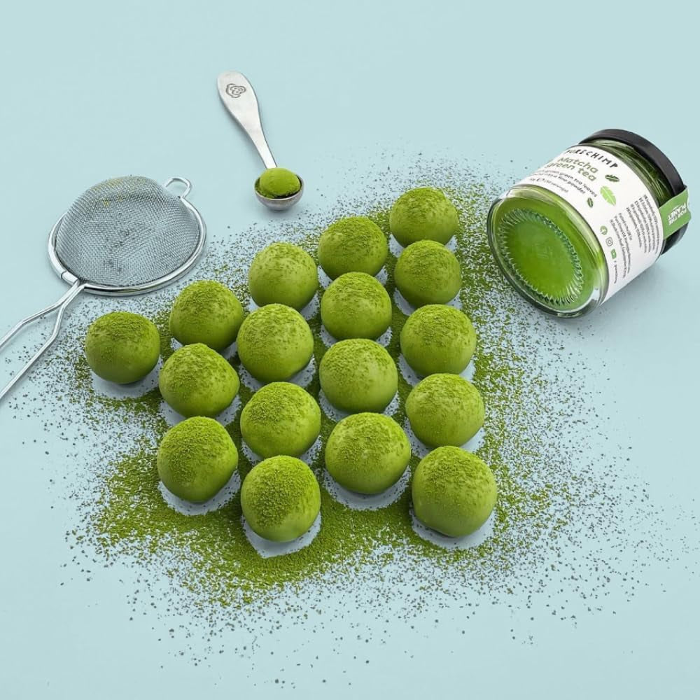 Purechimp Ceremonial Grade Matcha w proszku 50g. 100% czysta, cieniowana herbata w proszku do latte, naparów i przepisów. Słoik nadający się do recyklingu. Bogaty w przeciwutleniacze.