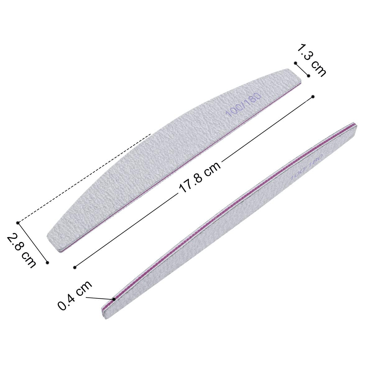 URAQT Professionelle Nagelfeile, 16 Stück, Feile 100/180, Waschbar, Für Nägel, Doppelseitig – Friseursalon, Haustiere (biały)