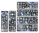 JMEOWIO Szablony do stemplowania paznokci Halloween 6 Stück Nagelstempel Szablony Nail Art Dekoration Nageldesign Zubehör Böse Gruselige Kürbis-Geisterhexe