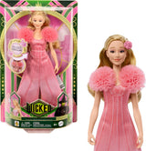 Mattel Glinda z firmy Wicked and Accessories Przegubowa lalka inspirowana filmem z odpinanym strojem śpiewa „Loved by Us” JLG49 różowa