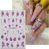 JMEOWIO Nagelsticker Blumen 6 Blatt Nail Art Naklejka Selbstklebend Nagelaufkleber Sommer Blumen Dekoration Nageldesign Zubehör