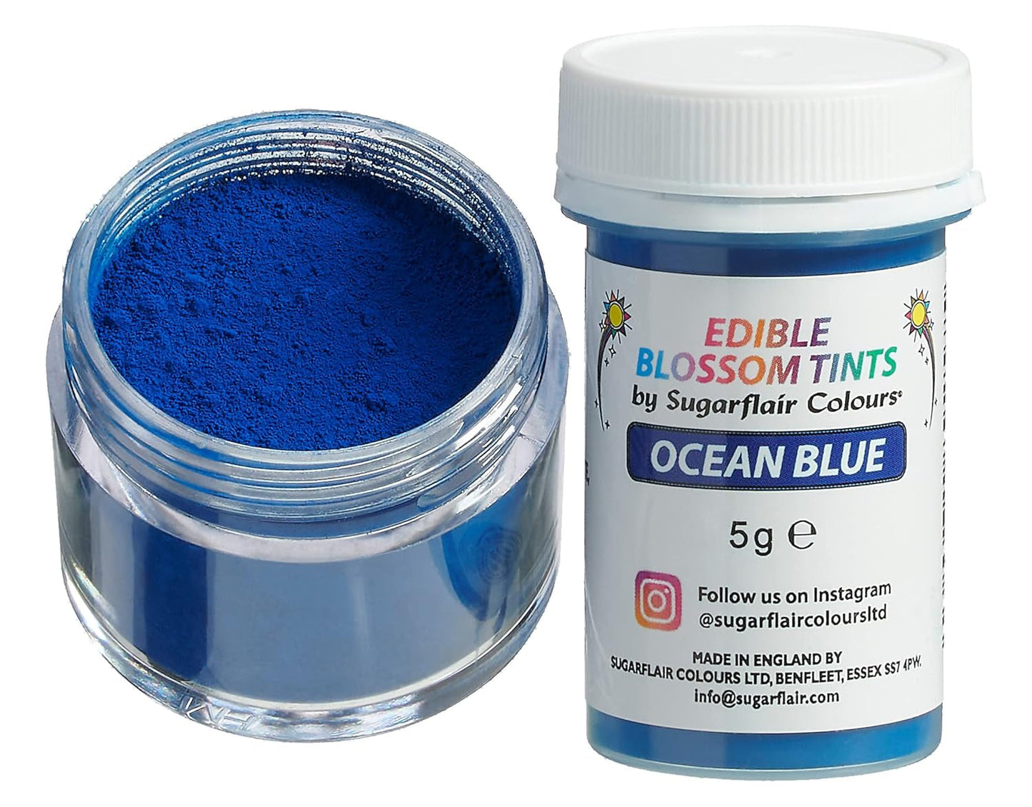 Sugarflair Blossom Tint Dust Ocean Blue - Barwnik spożywczy w proszku do dekoracji ciast, fondantów, lukrów, czekolady, kremu maślanego, makaroników i nie tylko - 5G