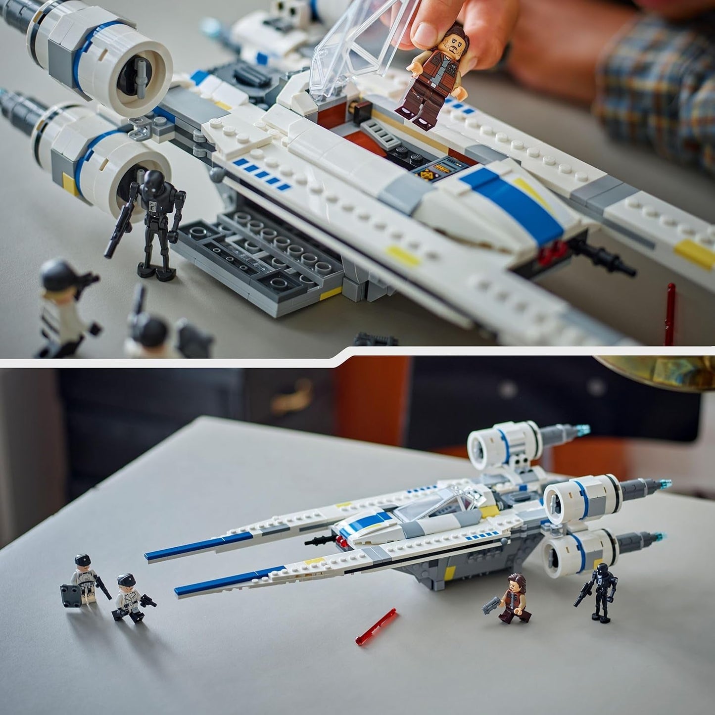 LEGO Star Wars 75399 Rebeliancki myśliwiec U-Wing Starfighter — zabawka z funkcją wahadłowego skrzydła i trzema minifigurkami, w tym figurką Cassiana Andora i droida K-2SO — prezent dla chłopców w wieku od 8 lat i fanów Andora z sezonu 2 Zestawy do budowania Beuche den LEGO-Store