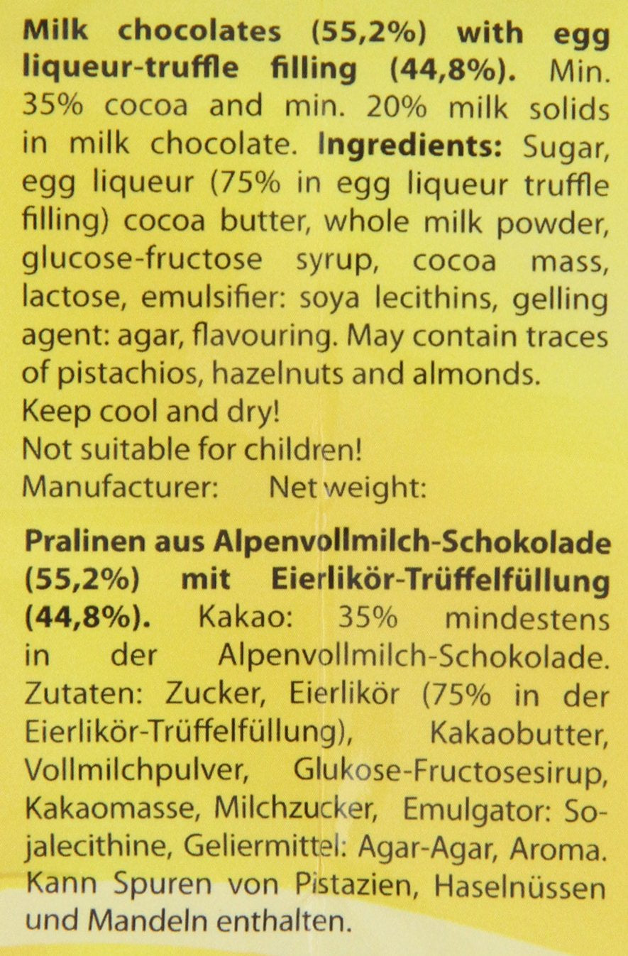 RCP Verpoorten Minis, trufle ajerkoniakowe, alpejska czekolada mleczna, płynne nadzienie, zawiera alkohol, świetny prezent, 110 g (2 sztuki w opakowaniu)