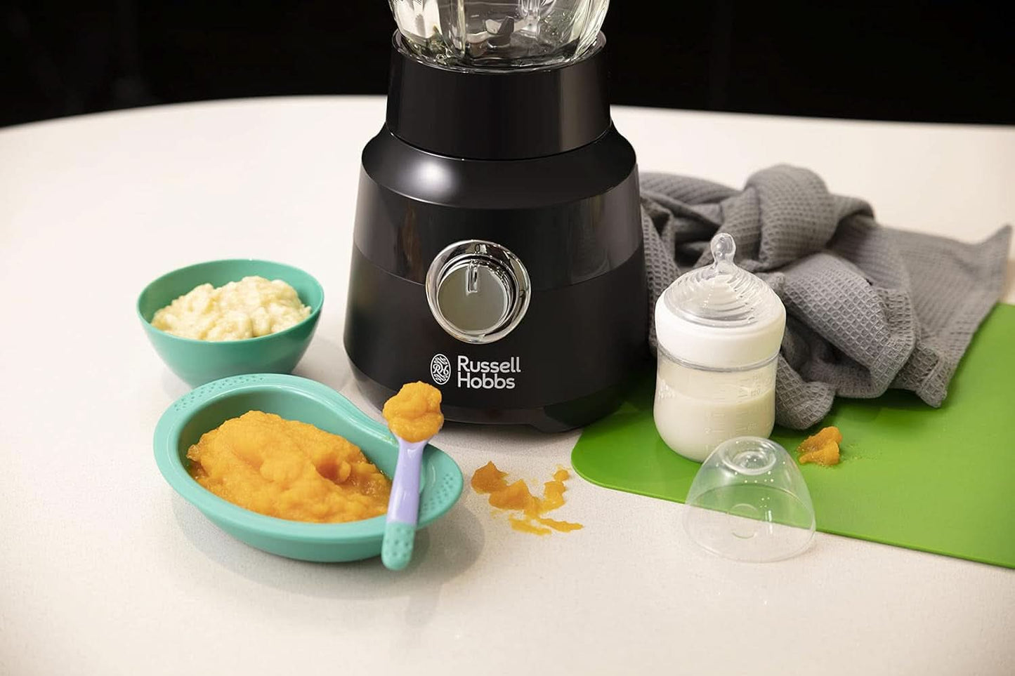 Mikser stojący Russell Hobbs [1,5 l szkła] Matt Schwarz (silnik Starker 0,9 PS, funkcja impulsu/kruszenia lodu, Edelstahlmesser, mikser Bpa-Frei, Elektrischer Zerkleinerer, urządzenie do robienia smoothie) 24722-56 Kitchen Naty Shop