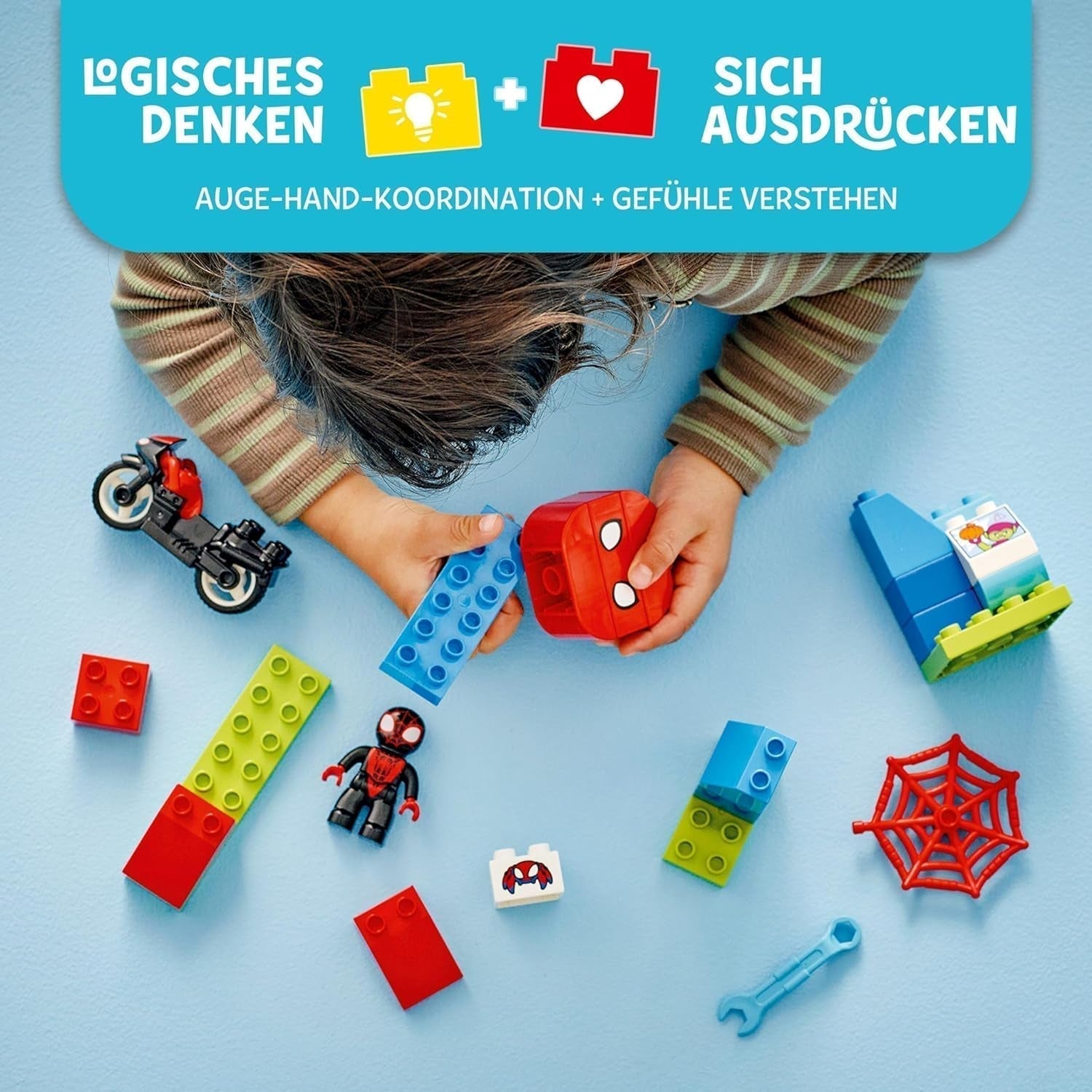 LEGO DUPLO Marvel Spins Motocyklowa przygoda, zestaw fantasy do serialu telewizyjnego Spiderman i jego super przyjaciele, zabawka edukacyjna do budowania i przebudowy dla dzieci w wieku od 2 lat 10424 Zestawy do budowania Besuche den LEGO-Store