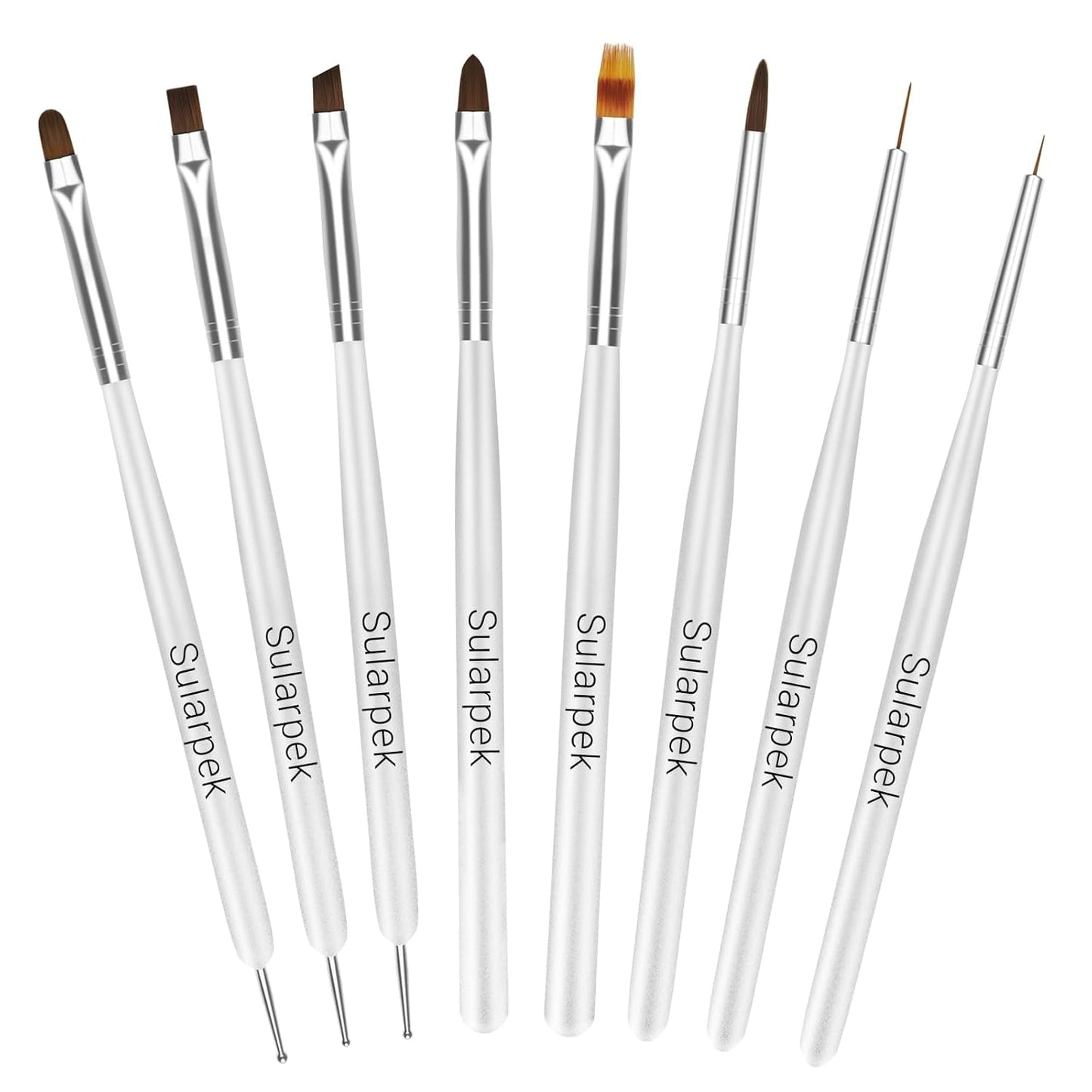 Sularpek 8 Stück Nagel Pinsel Set, Pinsel Für Gelnägel, Nageldesign Pinsel, Narzędzia do zdobienia paznokci, Nailart Pinsel Für Gel Acryl Nägel Nailart