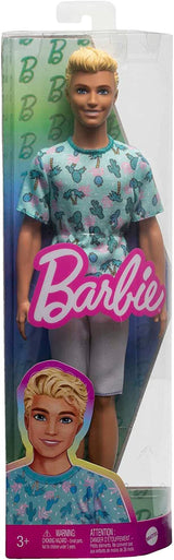 Lalka Barbie Ken Fashionistas - koszulka z nadrukiem kaktusa i palmy, białe spodenki i tenisówki, idealna na przygody z przyjaciółmi i spacery po mieście, dla dzieci w wieku od 3 lat i starszych, lalki HJT10 Naty Shop