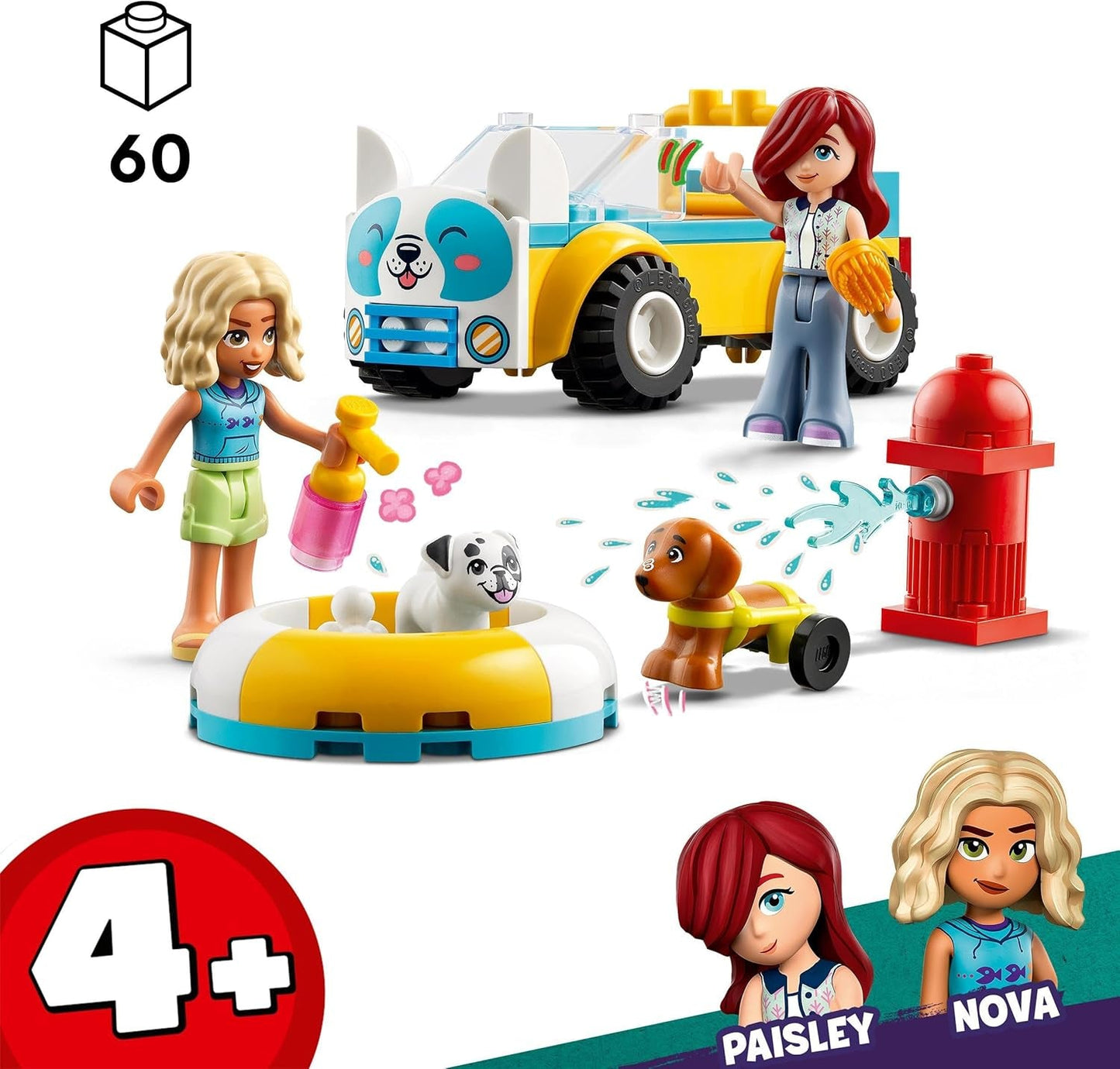LEGO Friends Mobilny salon pielęgnacji psów, zestaw do zabawy ze zwierzętami, zabawka dla dzieci z 2 figurkami i 2 psami dla dziewcząt i chłopców od 4. roku życia, zestaw do pielęgnacji psów 42635 Zestawy do budowania Beuche den LEGO-Store