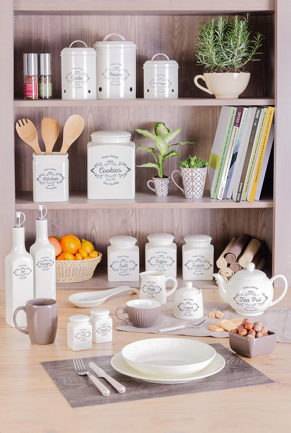 Pudełko na ciastka Excelsa, ceramiczne, kość słoniowa, pojemność: 3 litry Pudełka do przechowywania żywności Naty Shop