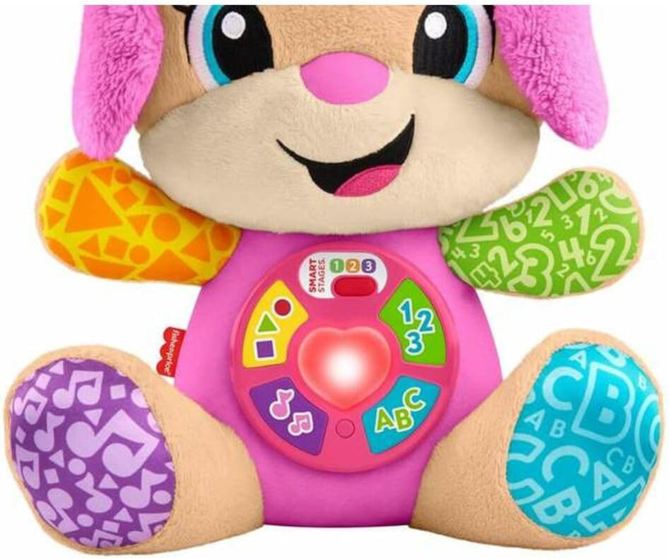 Fisher-Price Śmiej się i ucz JFD35 Pluszowa zabawka z inteligentnymi scenami Muzyczna zabawka edukacyjna dla dzieci od 6 miesiąca życia, wersja wielojęzyczna: włoski, hiszpański, portugalski, angielski, JFD35 Baby Toys Naty Shop