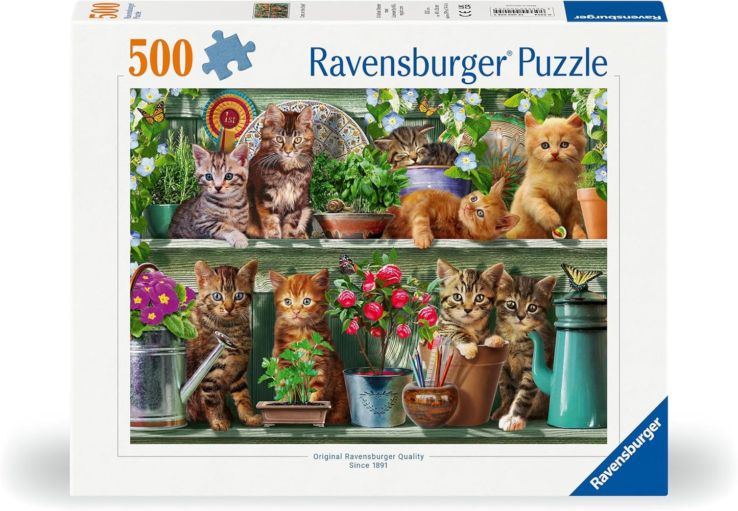 Ravensburger Puzzle 12000205 - Katzen Im Regal - 500-elementowe puzzle dla dorosłych i dzieci powyżej 10. roku życia, puzzle ze zwierzętami z motywem kota Puzzle Naty Shop