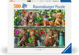 Ravensburger Puzzle 12000205 - Katzen Im Regal - 500-elementowe puzzle dla dorosłych i dzieci powyżej 10. roku życia, puzzle ze zwierzętami z motywem kota Puzzle Naty Shop