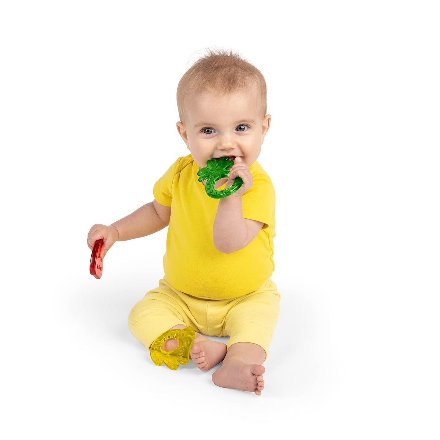 Bright Starts Juicy Chews, 3 pierścienie do gryzienia bez BPA, dla wszystkich dzieci od 3 miesiąca życia