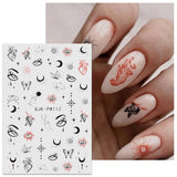 Jmeowio Nagelsticker Mond Stern Sonne 9 Blatt Nail Art Naklejka Selbstklebend Nagelaufkleber Bunte Dekoration Nageldesign Zubehör