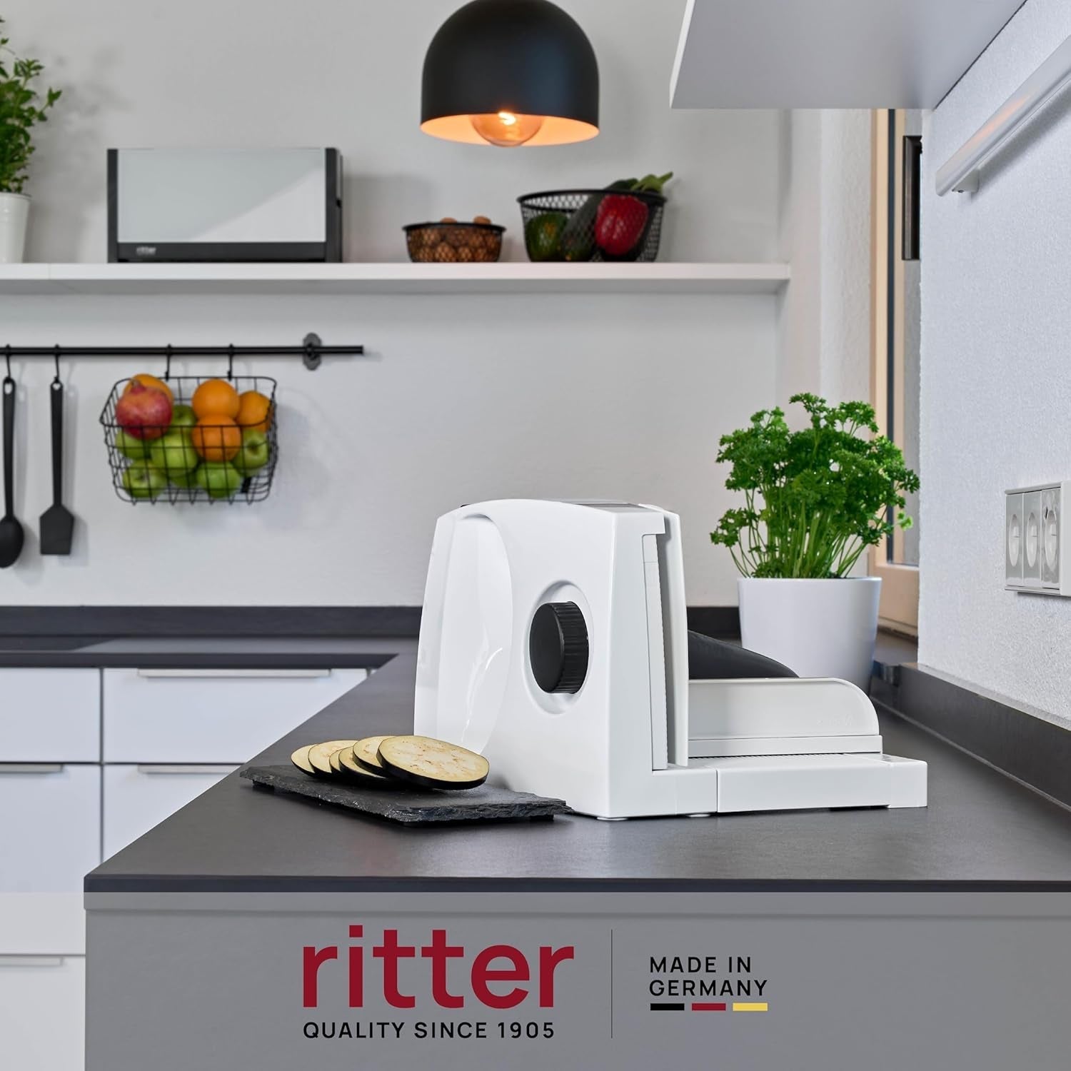 Ritter Markant 05 Wielofunkcyjna składana elektryczna krajalnica i krajalnica do chleba z silnikiem ekologicznym Made in Germany Niszczarki i krajalnice Naty Shop