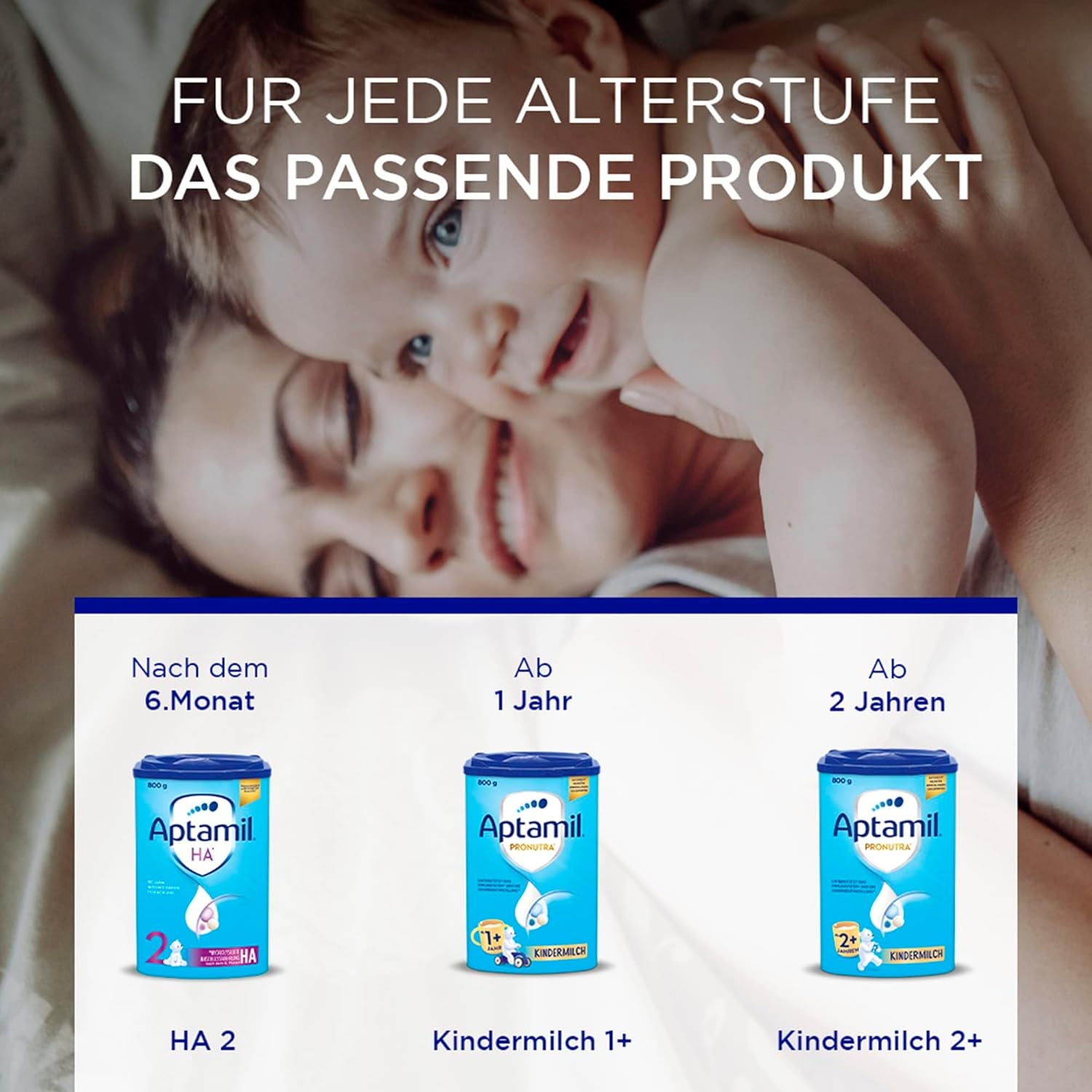 Aptamil HA 2 – Formuła dalsza po 6 miesiącach, z Omega 3 i 6, DHA, ARA i ALA, Bez laktozy, Bez oleju palmowego, Odżywka dla dzieci, Mleko w proszku, 1 x 800 g (opakowanie 4 szt.)