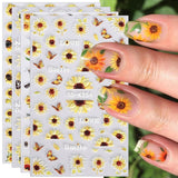JMEOWIO 3D Nagelsticker Schwarz Weiß Blume Nail Art Naklejka Selbstklebend Nagelaufkleber 5D Stereoskopisch Blumen Dekoration Nageldesign Zubehör 4 Blatt