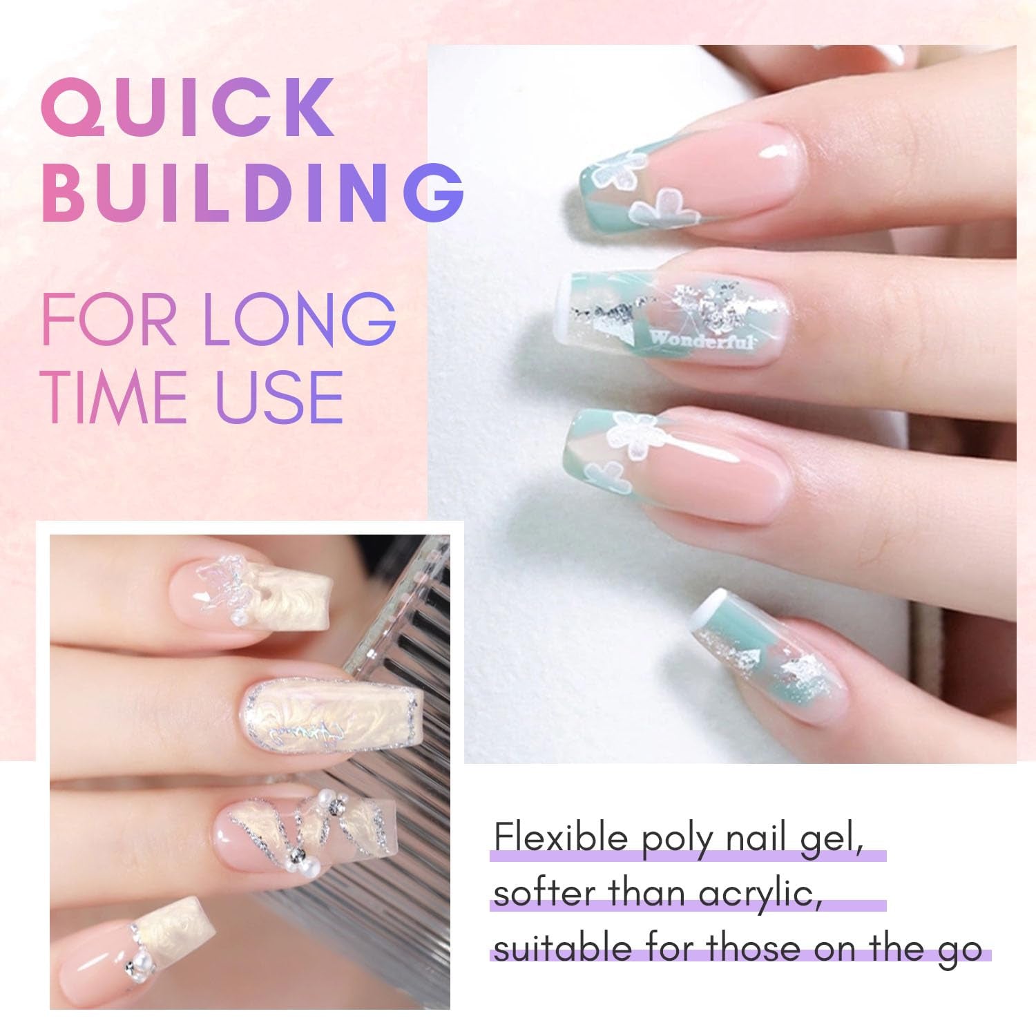 Makartt Poly Nail Extension Gel - 50 ML Extension Builder Akrylowy Poly Nägel Aufbaugel Extender Gel Für Gelnägel Für Nagelverlängerung, Nagelstärkung, Dekoracja paznokci (przezroczysty)