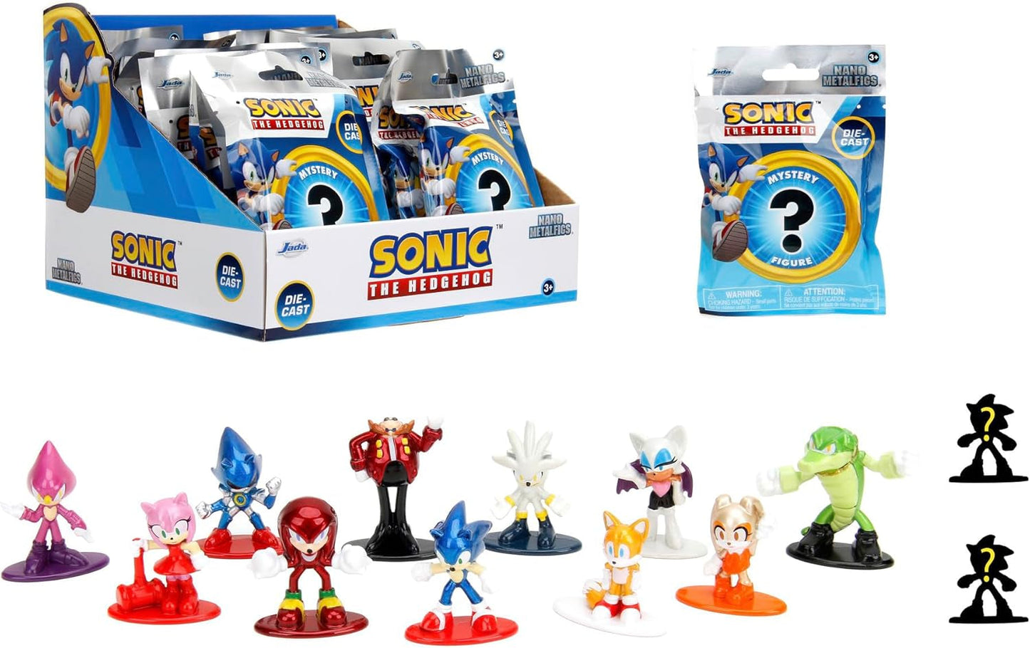 Jada Toys Sonic the Hedgehog Figurka (1X tajemnicza figurka w ślepym opakowaniu) - 1 niespodzianka - figurka kolekcjonerska z 13 figurek Sonic, figurka z nano metalu (około 4 cm) dla dzieci i fanów od 3 lat, figurka Wave 1 Naty Shop