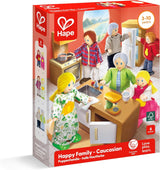 Nagradzany zestaw domków dla lalek Hape Doll Family, unikalne drewniane akcesoria do domku dla lalek, pomysłowa zabawa, 6 członków rodziny lalek, wiek od 3 lat