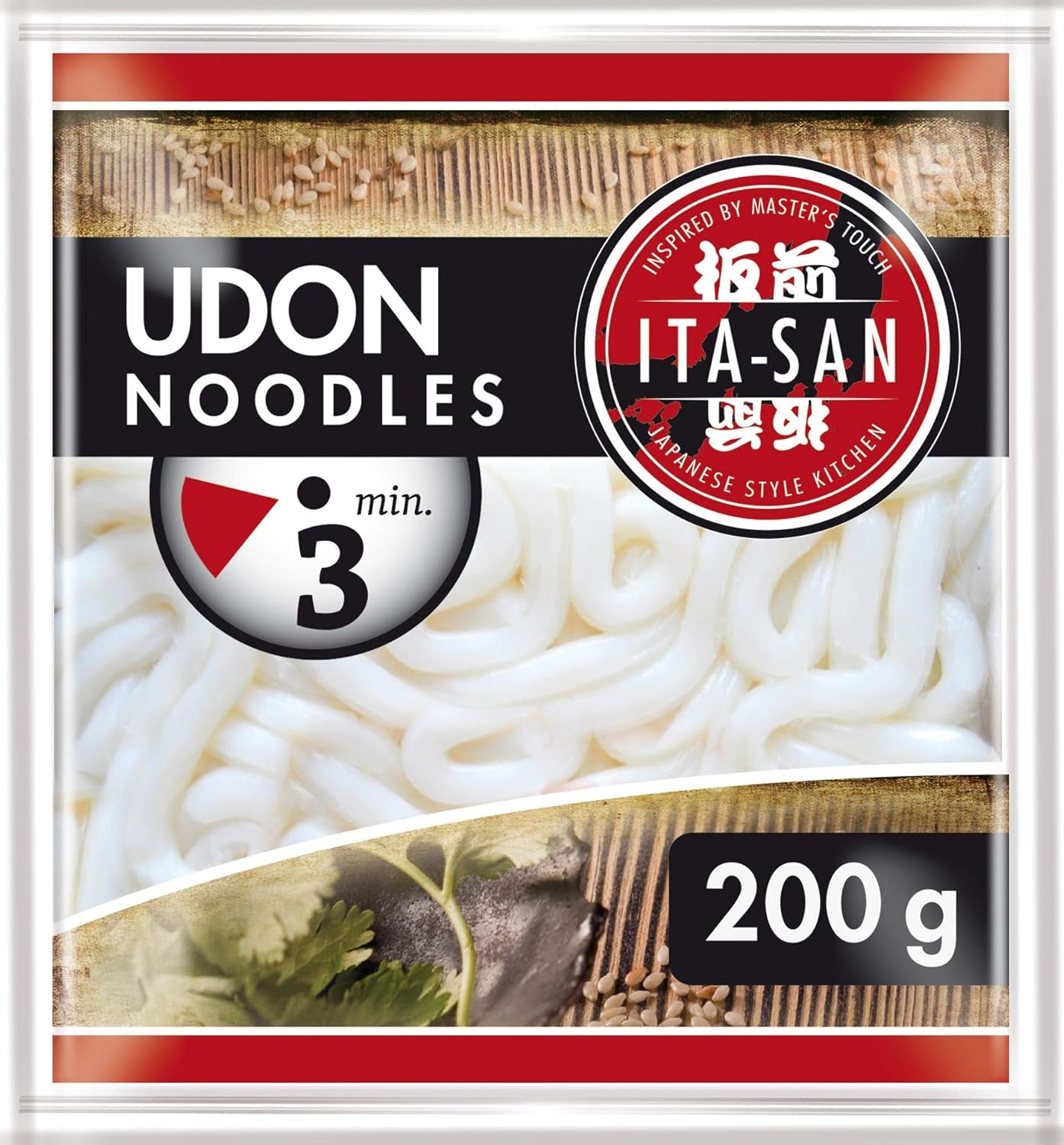ITA-SAN Makaron Udon, gotowany, szybki i łatwy w przygotowaniu, do zupy udon i innych dań azjatyckich, wegetariański, 30 x 200 g