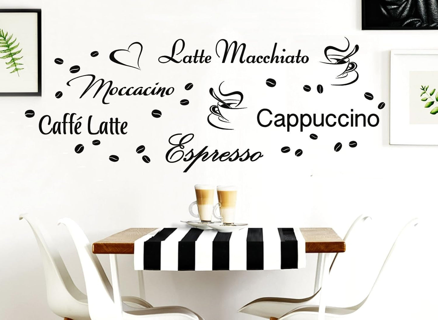 Wandtattoo Kaffee-Sorten I braun I Herz Kaffeetasse Kaffeebohnen Küche Esszimmer Naklejka Aufkleber Wandaufkleber Wandsticker G006