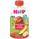 HiPP Bio Quetschie Mango-Banan w Jabłku z Marchewką (8 x 100g), dojrzewające 1 rok, Frucht- und Gemüsepüree, ohne Zuckerzusatz, wegańskie, w najlepszej jakości Bio-Qualität