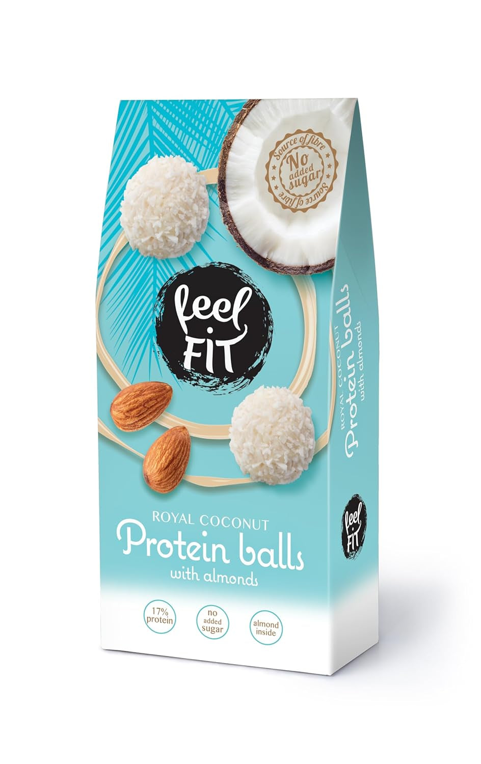 Praliny kokosowe bez cukru z migdałami, Feel FIT, bez dodatku cukru, 17% białka, 63 g