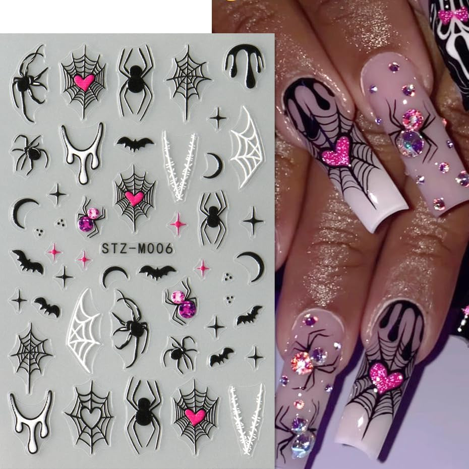 JMEOWIO Nagelsticker Halloween 6 Blatt Nail Art Naklejka Selbstklebend Nagelaufkleber Dekoration Nageldesign Zubehör
