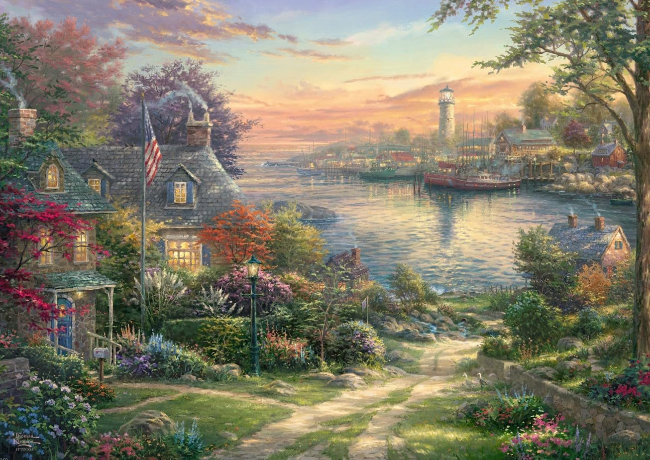 Schmidt Spiele 58785 Thomas Kinkade, New England Harbor, układanka 1000 elementów, kolorowa Puzzle Naty Shop