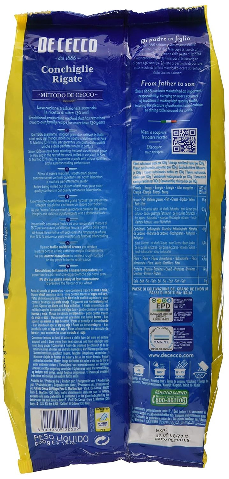Conchiglie Rigate, 500 g (opakowanie 1 szt.)