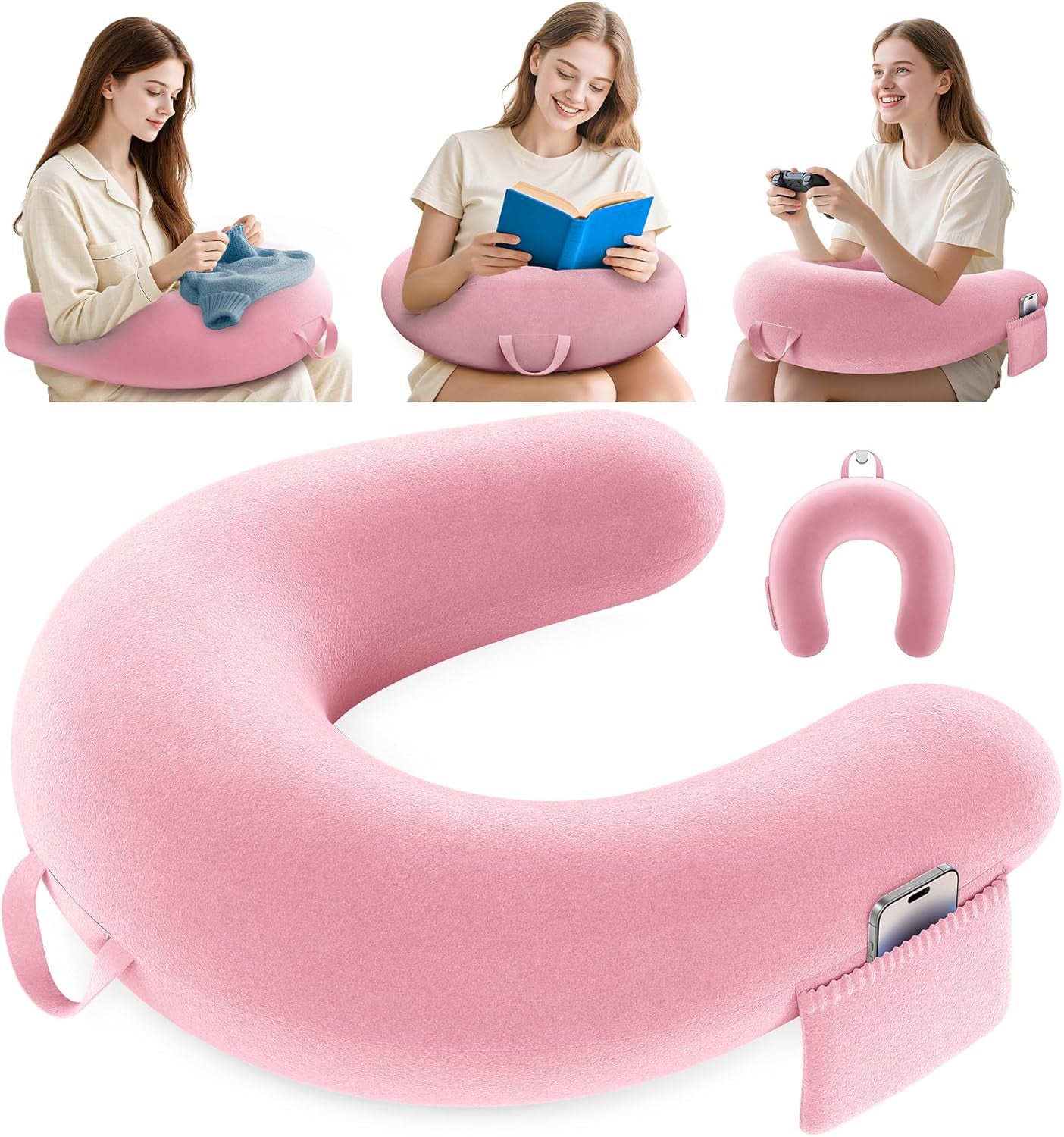 Poduszka do gier i czytania, poduszka do czytania na łóżko/kanapę/podłogę, poduszka do karmienia/szydełkowania z dużą ergonomiczną poduszką do gier, poduszka dla graczy na iPada/laptopa - czarna