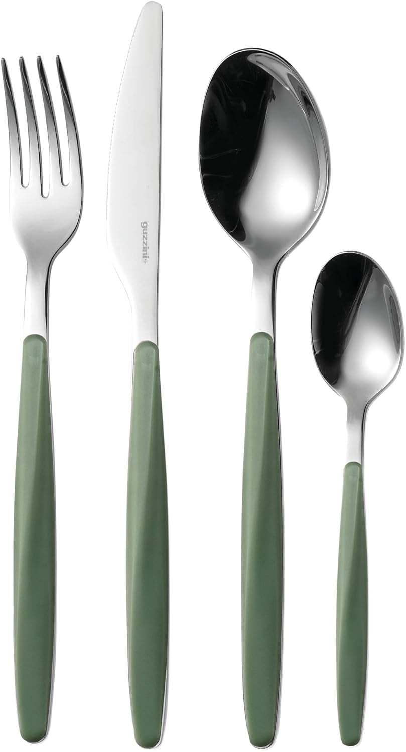 Guzzini - My Fusion, 24-częściowy zestaw sztućców - Oliwkowa zieleń Kitchen Naty Shop