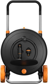 Koło wodne Fiskars Comfort L z kołami, kompleksowy zestaw do podlewania, całkowity zasięg 31,5 m, automatyczne zwijanie, uniwersalny wąż ogrodowy (Ř 13 mm), uniwersalne przyłącze do kranu, 1071670
