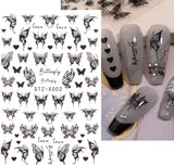 6 Blatt Schmetterling Nagelsticker Selbstklebend Laser Silber Schmetterlings Nagelaufkleber 3D Aurora Silber Schwarz Schmetterlinge Nagel Naklejki Frühling Nageldesign Naklejka na paznokcie Nail Art Zubehör