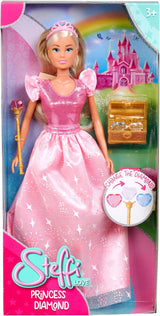 Simba Steffi Love Princess Diamentowa lalka Princess Play z magiczną skrzynią skarbów, berłem i diamentami, 29 cm, 3 lata i więcej