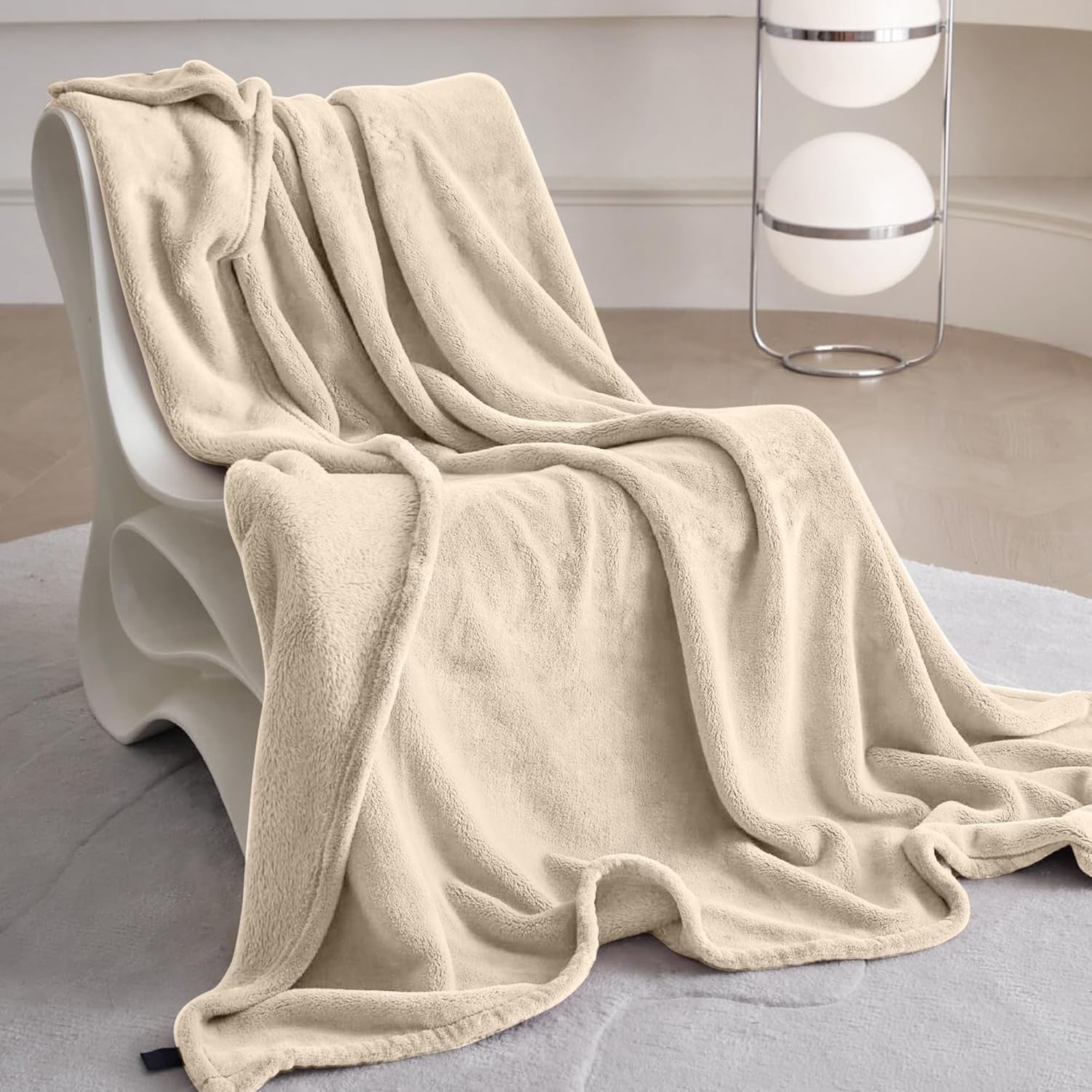 Puszysty koc Komfortec, wygodny koc, koc polarowy, certyfikat Oeko-Tex, super miękki, 150X200 cm, 260 G/M², beżowy Łóżka i koce Besuche den Komfortec-Store