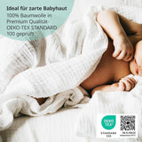MAKIAN Muślinowe kwadraty, opakowanie 10 sztuk, 80x80cm, certyfikat Oeko-TEX® Standard 100, 10 wysokiej jakości ściereczek do odbijania - podwójnie tkane kwadraty / kwadraty muślinowe, odporne na gotowanie - białe