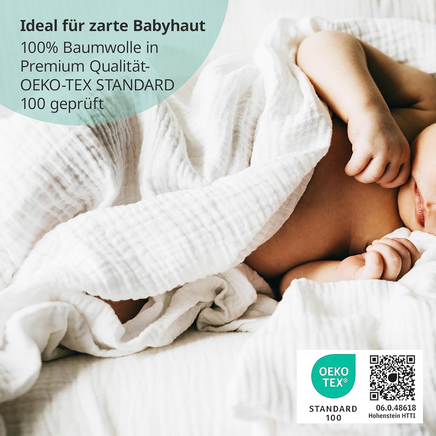 MAKIAN Muślinowe kwadraty, opakowanie 10 sztuk, 80x80cm, certyfikat Oeko-TEX® Standard 100, 10 wysokiej jakości ściereczek do odbijania - podwójnie tkane kwadraty / kwadraty muślinowe, odporne na gotowanie - białe