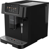 GRUNDIG KVA 6230 w pełni automatyczny ekspres do kawy ze spieniaczem do mleka, młynek ze stali nierdzewnej z 13 stopniami mielenia, pojemnik na ziarna 250 g, wyjmowany zbiornik na wodę 2 litry, ciśnienie pompy 19 bar, wyświetlacz dotykowy, czarny