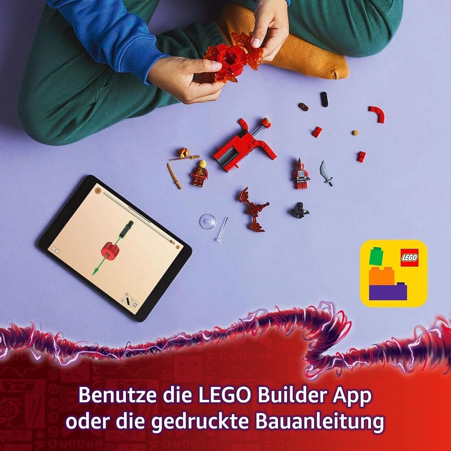 LEGO NINJAGO Smok Kaia Spinjitzu Spinner — zabawka ninja z dwiema minifigurkami — mały zestaw dla dzieci — pomysł na prezent dla chłopców i dziewcząt w wieku od 6 lat 71823 Zestawy do budowania Besuche den LEGO-Store