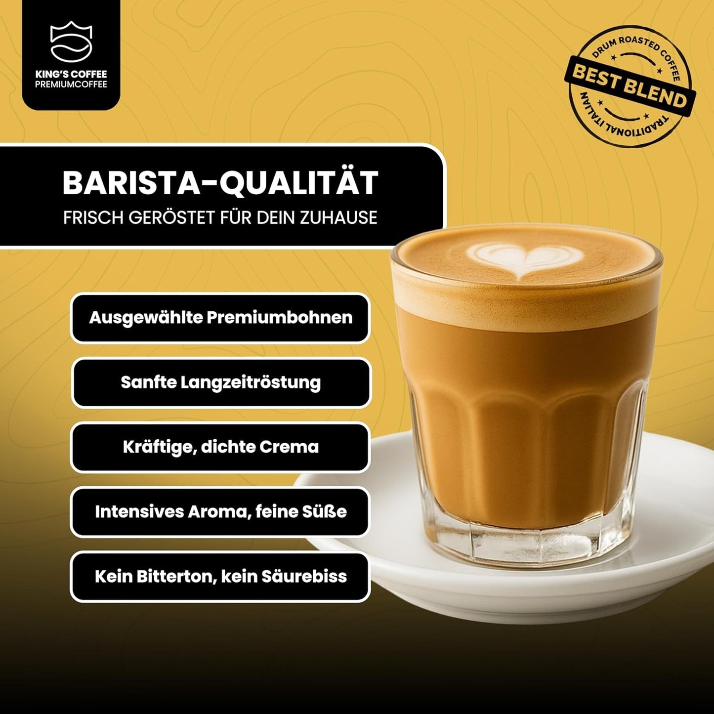 KAWA KING'S - SPECIAL ROAST - 1 kg Ziarna espresso Barista Premium - Kawa o niskiej kwasowości - Palenie małych partii we Włoszech - Najlepsza mieszanka arabiki i Robusty do maszyn w pełni automatycznych i ekspresów z kolbą