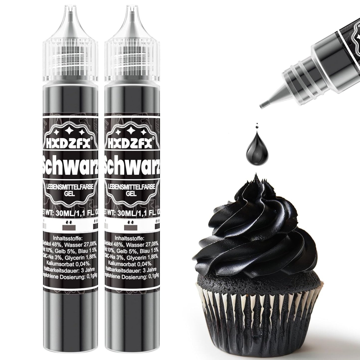 Barwnik spożywczy w żelu - HXDZFX 2×30ml, barwnik spożywczy bez cukru, silnie skoncentrowany, do dekoracji ciast, białej fondantu, makaroników, ciasteczek, wypieków, pisanek, śluzu (fiolet winogronowy)