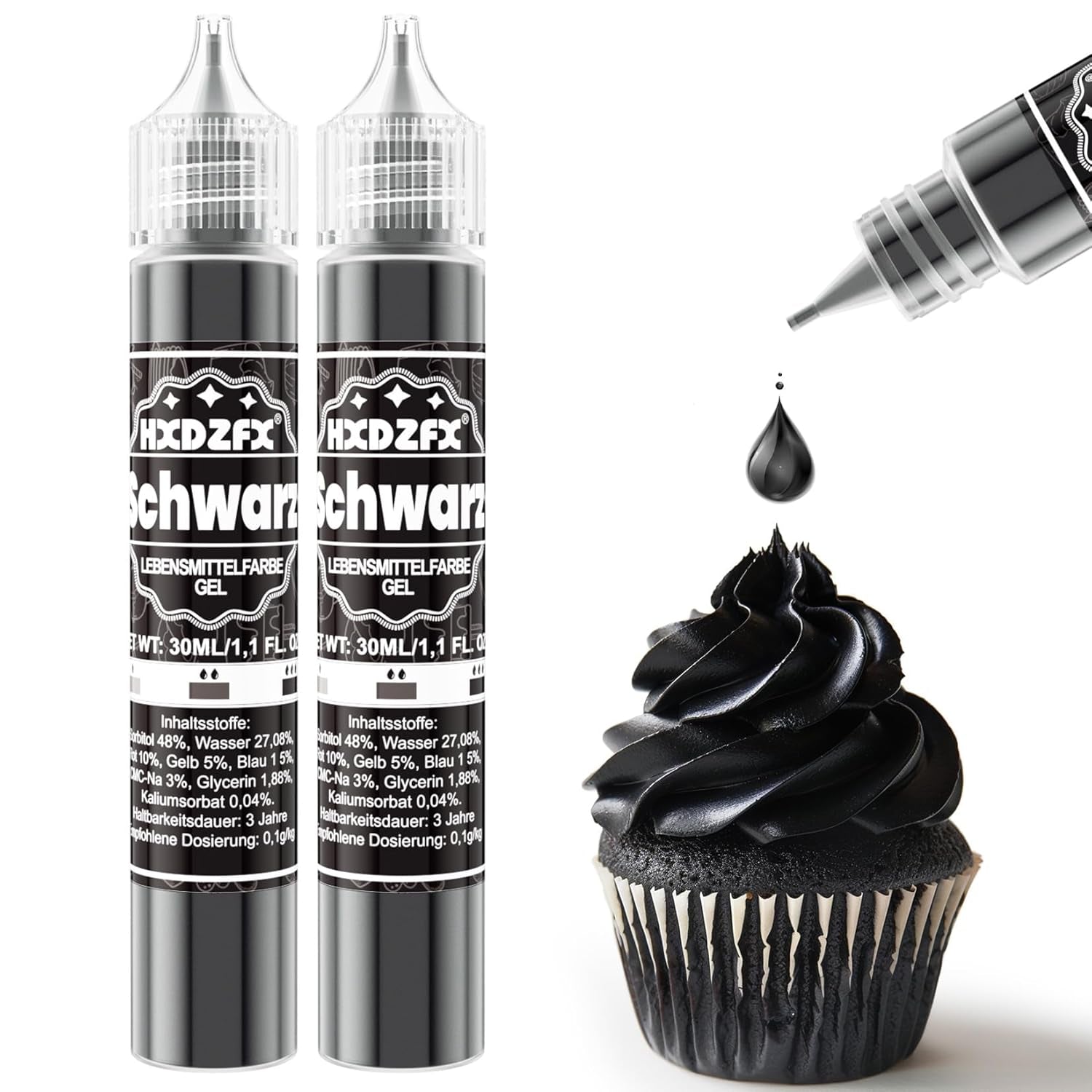 Barwnik spożywczy w żelu - HXDZFX 2×30ml, barwnik spożywczy bez cukru, silnie skoncentrowany, do dekoracji ciast, białej fondantu, makaroników, ciasteczek, wypieków, pisanek, śluzu (fiolet winogronowy)