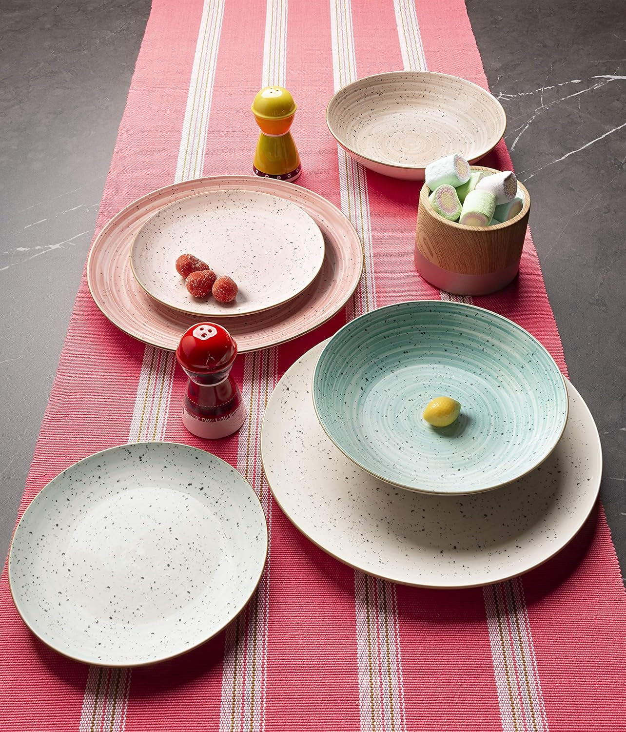 Zestaw zastawy stołowej Pepper Bamboo dla 6 osób, 18 sztuk, porcelana, wielokolorowa