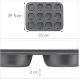 Relaxdays Muffinform, 2Er Set, 12Er Muffinbleche, Antihaftbeschichte, Carbonstahl, Babeczki i babeczki, Ø 6,5 cm, Pszenica, 10030825 Formy i blachy do pieczenia Naty Shop