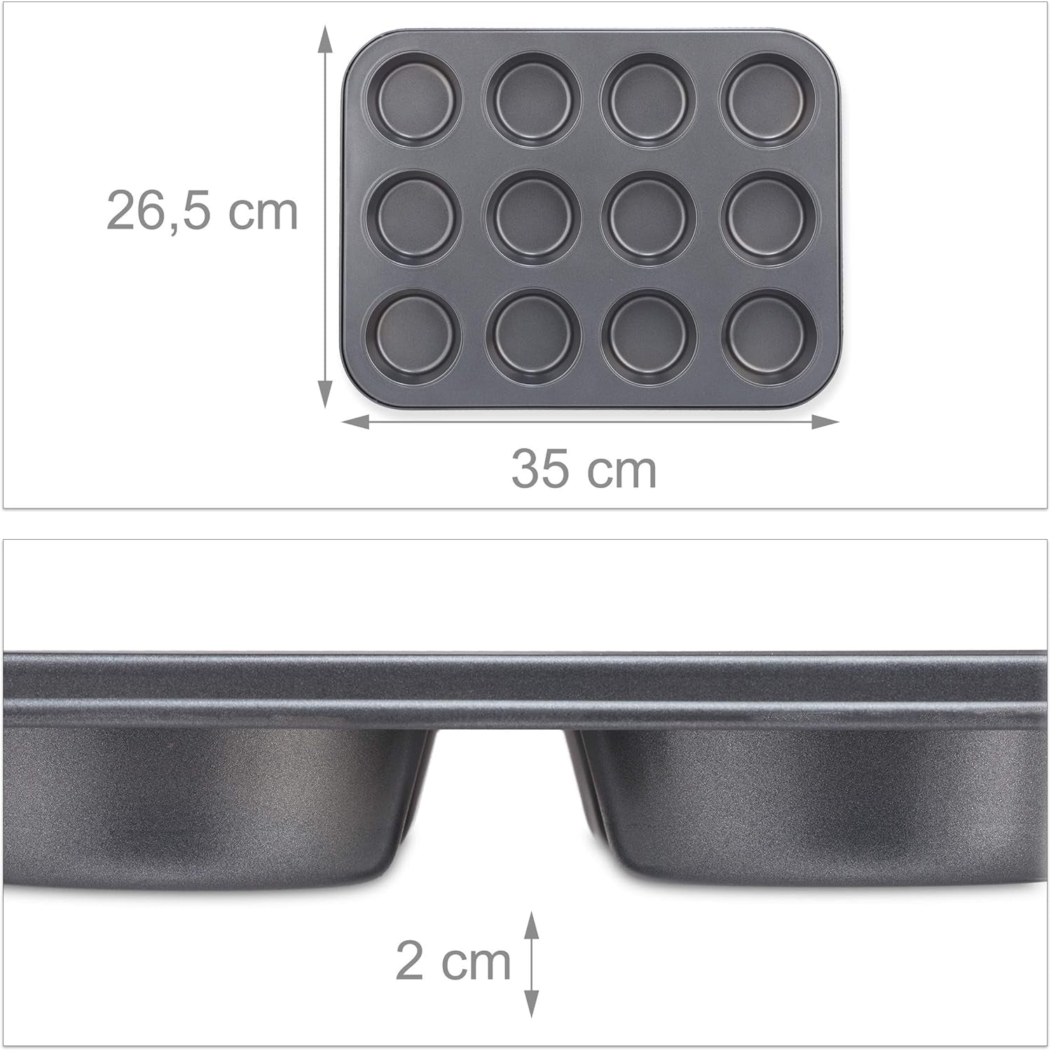 Relaxdays Muffinform, 2Er Set, 12Er Muffinbleche, Antihaftbeschichte, Carbonstahl, Babeczki i babeczki, Ø 6,5 cm, Pszenica, 10030825 Formy i blachy do pieczenia Naty Shop